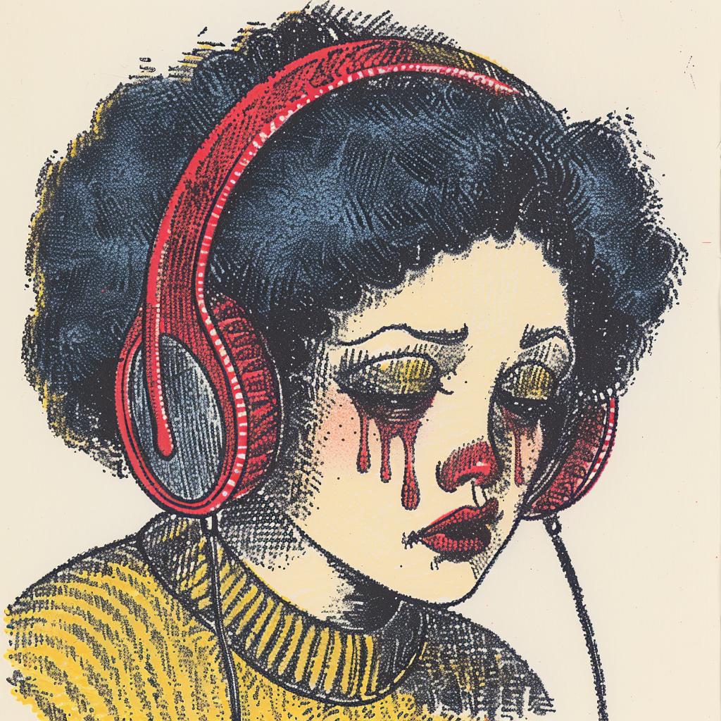 Pop Art  DJ  African-American  headphones  afro  eye makeup  dripping  Troy Brooks  drawing  vibrant 917126
