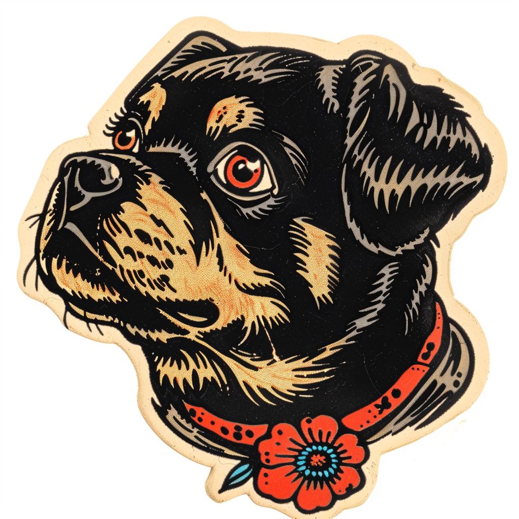 dog  sticker  rottweiler  flower  red  collar  cute  pet  white  background 942677