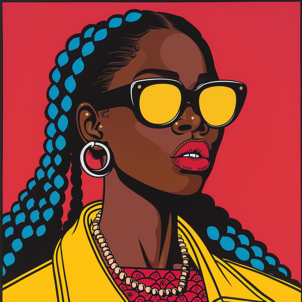painting  African  woman  sunglasses  colorful  realism  portrait  female  contemporary  style 1022991