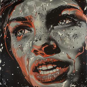 painting  woman  red  face  glitter  art  abstract  emotional  vibrant  expressionist 1054612