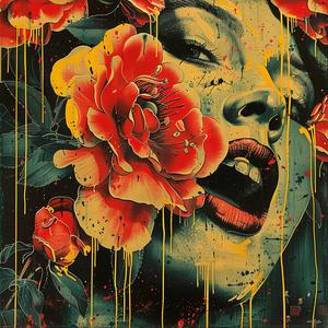 woman  flowers  face  painting  chromolithography  art  color  portrait  floral  details 1057693
