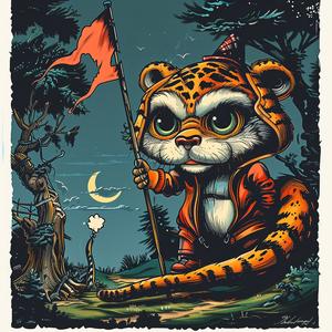cartoon  tiger  flag  illustration  colorful  fun  playful  animals  art  flag 1049090