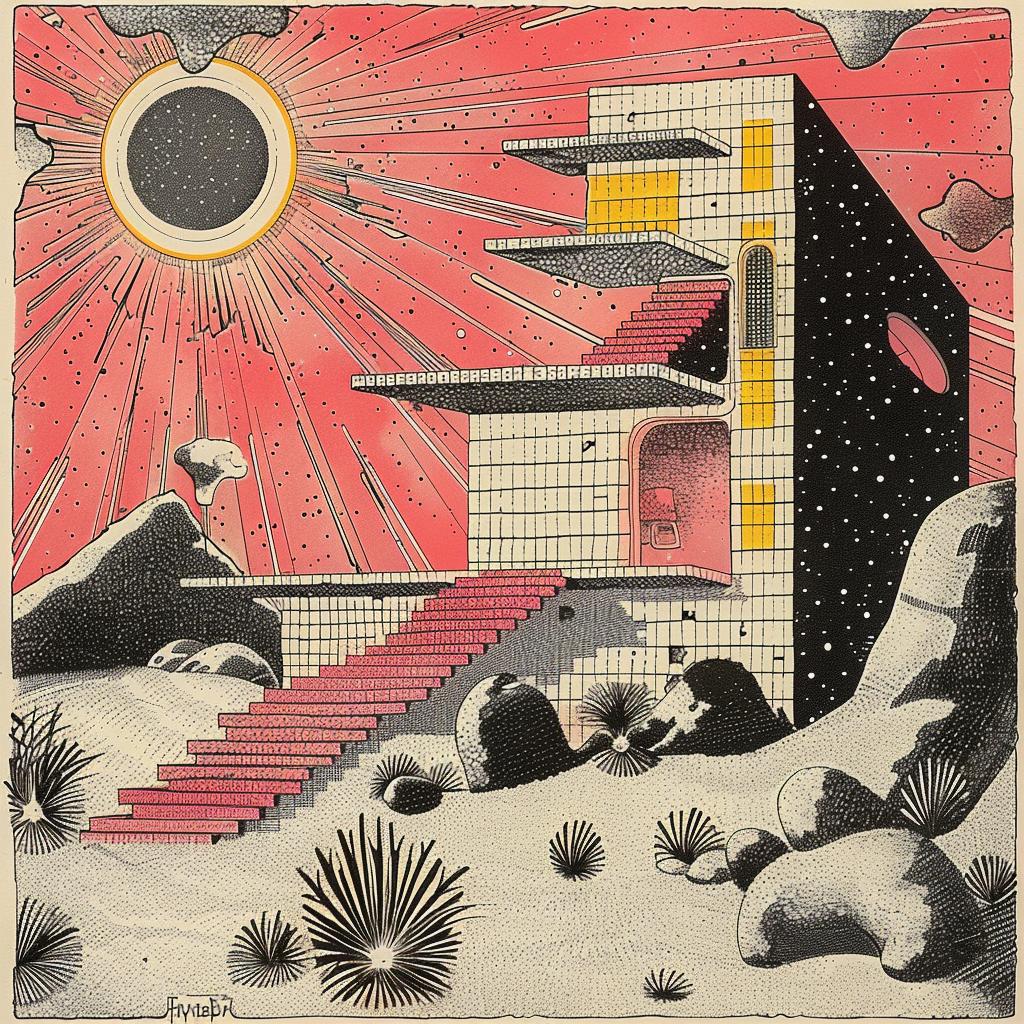 mansion  Mars  FrankLloydWright  album  cover  modern  DeStijl  light  art  drawing 916129