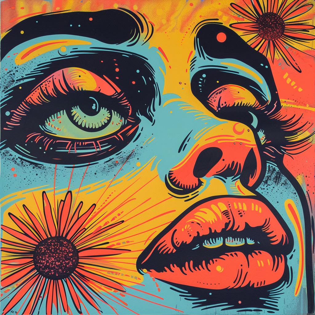 colorful  painting  woman  face  flowers  vibrant  expression  art  portrait  style 929743