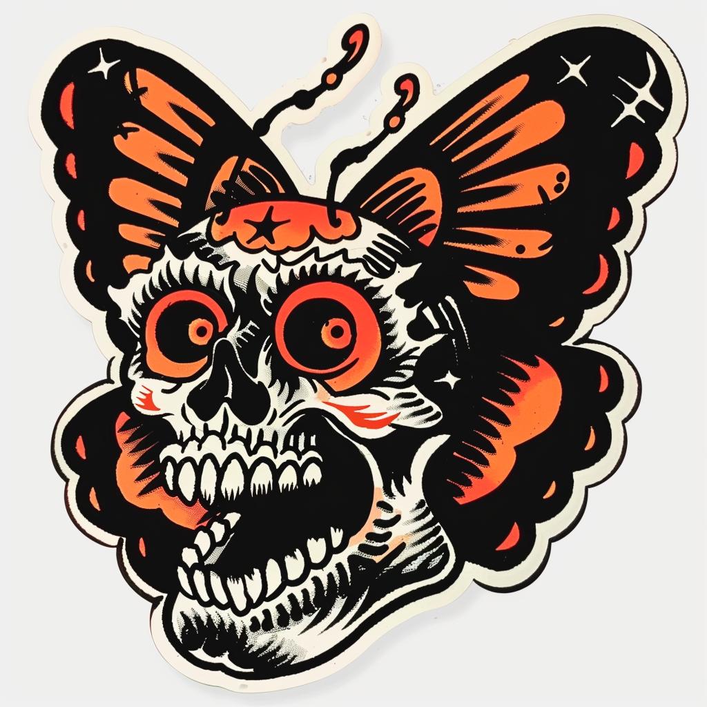 illustration  tattoo  skull  butterfly  orange  black  sticker  flash  design  art 927655