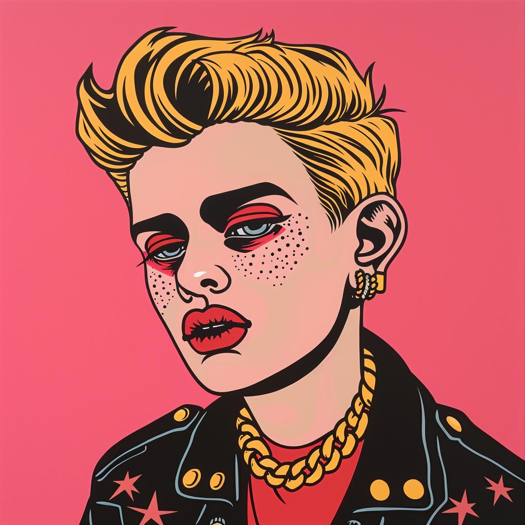 punk  rocker  girl  illustration  pop  art  short  hair  black  jacket 1023181