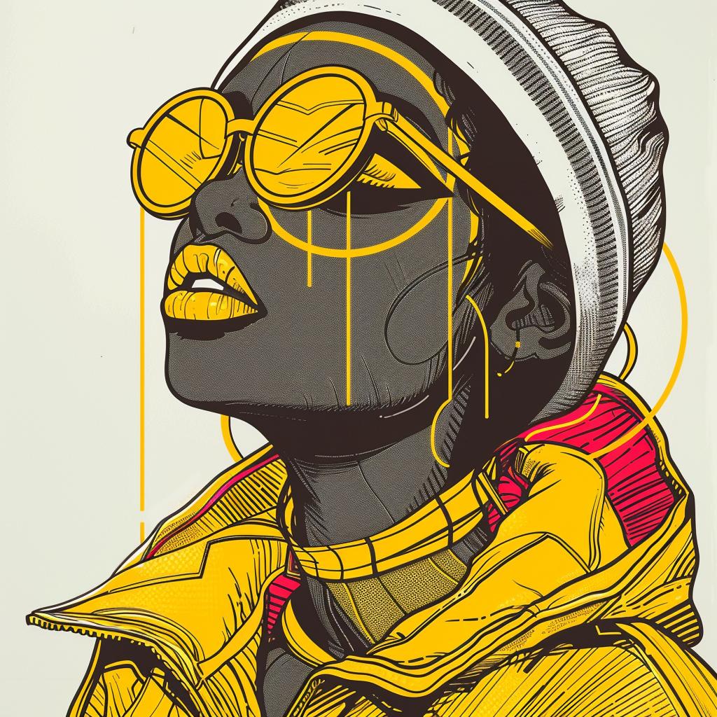 Pop  Art  woman  African-American  yellow  glasses  hat  Troy  Brooks  white 939203