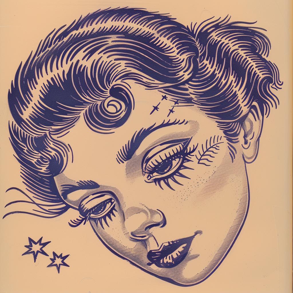 وجه امرأة، نجوم، رسم توضيحي للضوء والظل، عيون، ماعز، رموز التنوير، فن 941476
