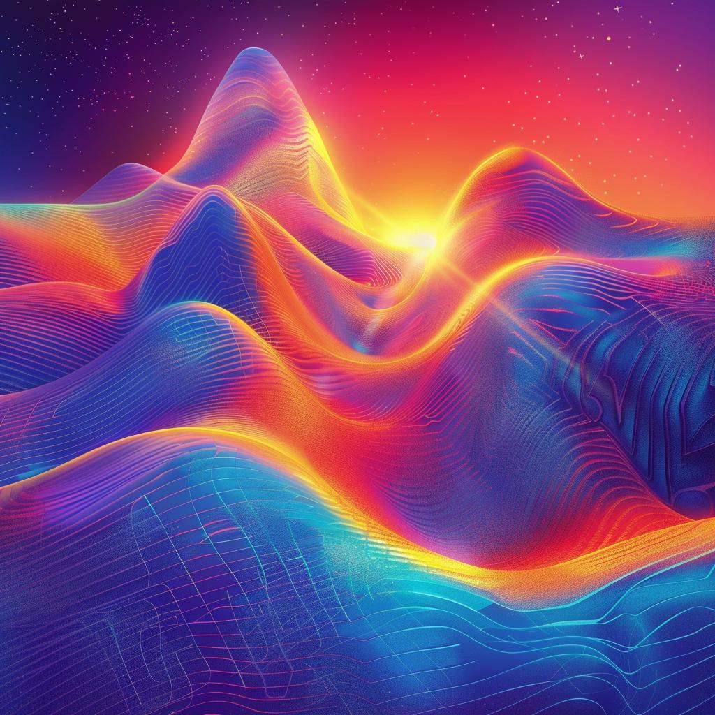 colorful  abstract  landscape  waves  mountains  galaxy  sunrise  art  pulsar  nature 945293