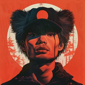 poster  man  hat  bear  head  surreal  symbolist  risograph  hyper-realistic  art 1077479
