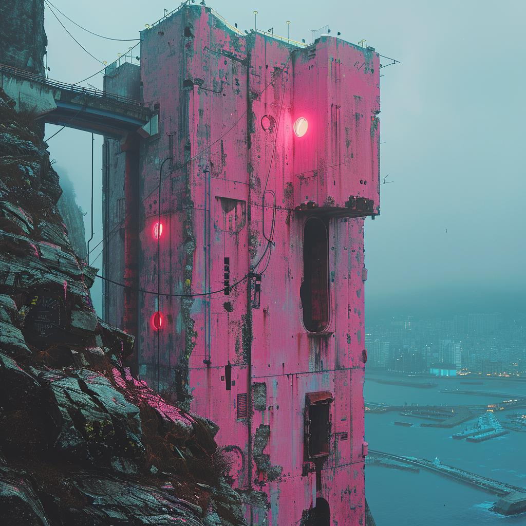 Building  Cliff  Pink  Surreal  Photography  Futuristic  Lighting  Volumetric  Sharp  Focus 1030852
