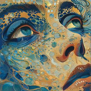 innovative  portrait  vintage  comic  ArtNouveau  Surrealism  pointillism  blue  eyes  bubbles 1076796