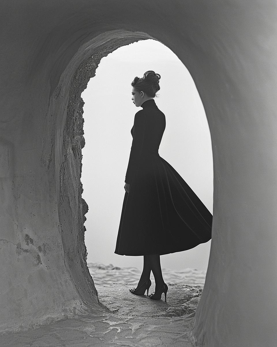 fashion  model  keyhole  narrative  photography  black  elegance  tunnel  gesture  cinestill 954018