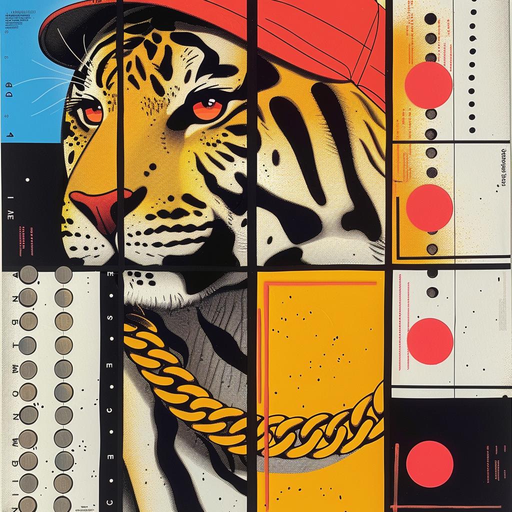 tiger  cap  shirt  chains  jewelry  stylish  vibrant  rapper  modern  wildlife 1022478