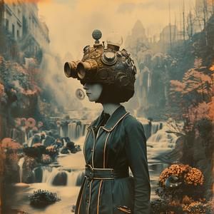woman  glasses  waterfall  chromolithography  nature  portrait  colorful  elegance  scenic  art 1049865