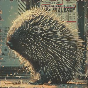 surreal  album  cover  porcupine  sign  hyper-realistic  screenprinting  symbolist  art  design 1078407