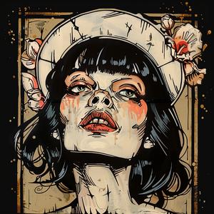 woman  hat  flowers  head  painting  todd  white  stylize  artwork  floral 1064191