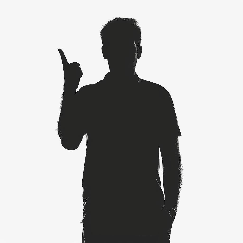 صورة ظلية لرجل لغة الإشارة الأمريكية، رسم توضيحي، أسود وأبيض، إشارة إصبع، 954148
