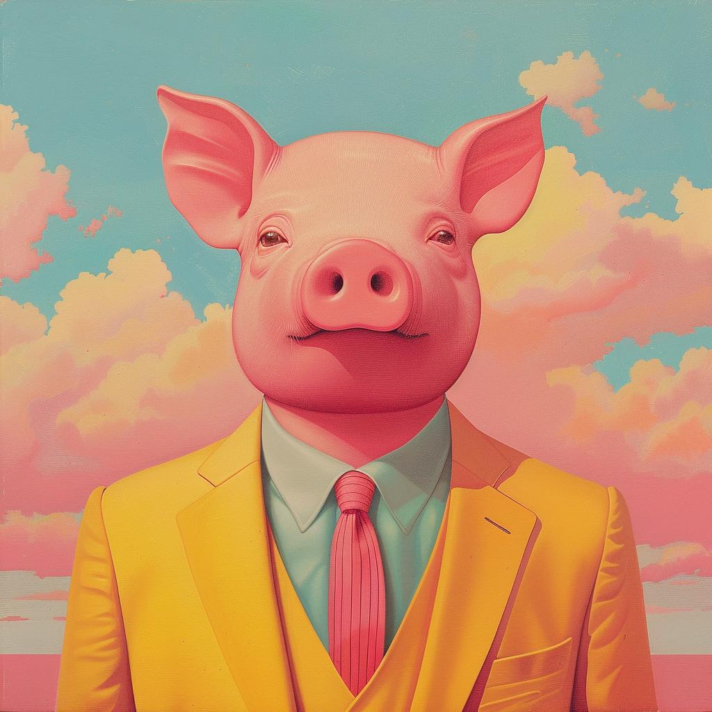 surreal  pig  suit  portrait  creative  stylized  colorful  illustration  whimsical  funny 1018043