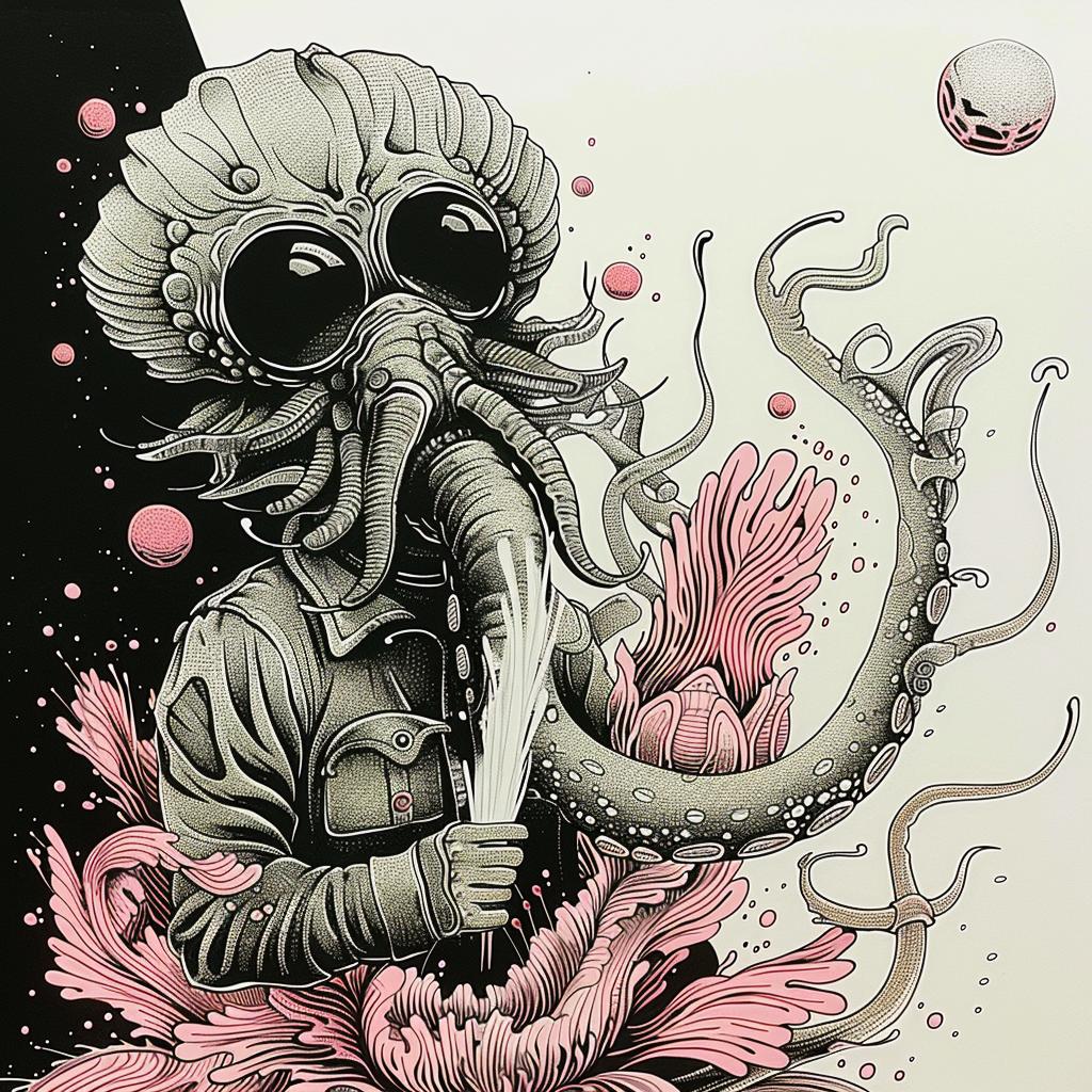 man  octopus  surreal  art  illustration  weird  bizarre  fantasy  colorful  japanese 946981