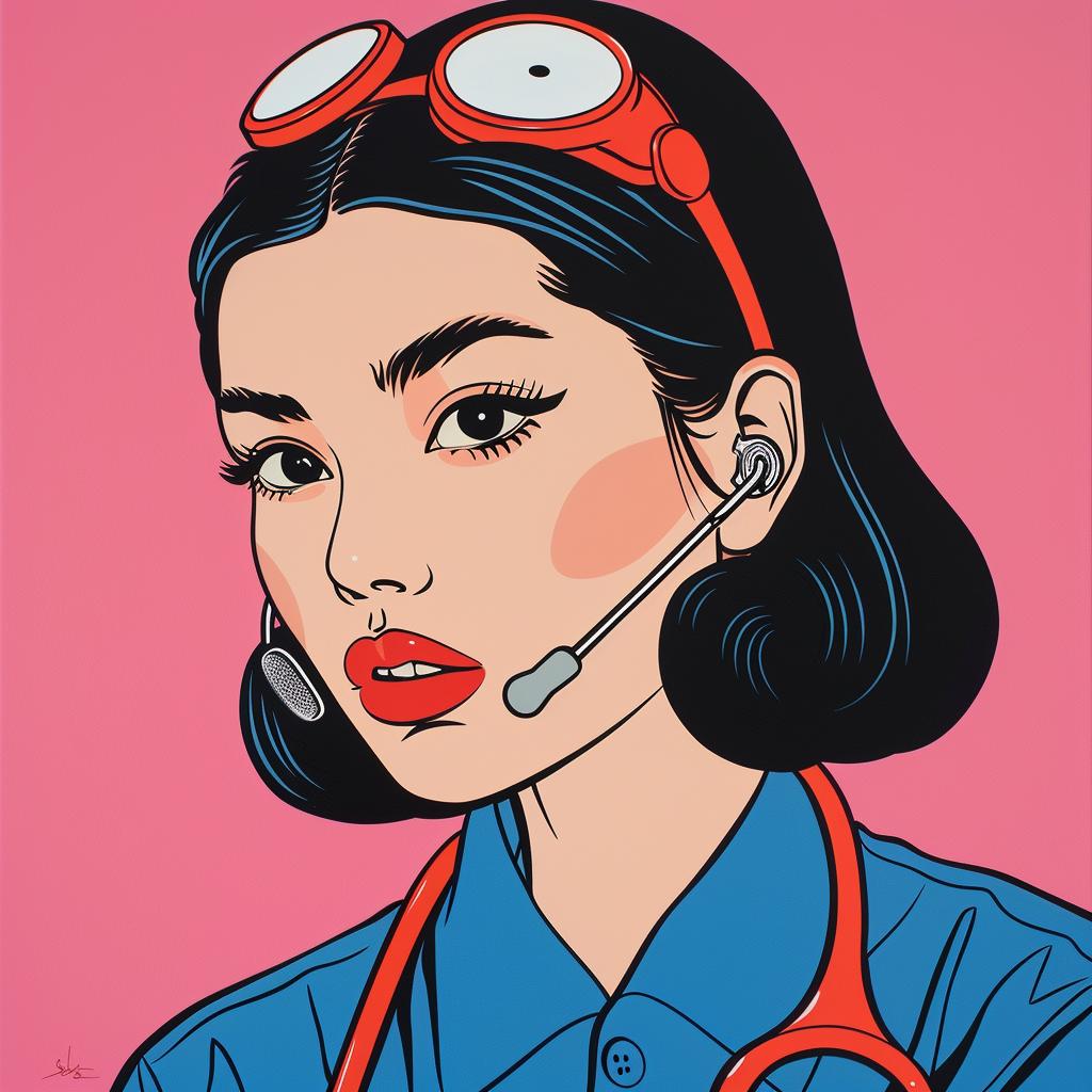 nurse  pop  art  painting  stethoscope  female  colorful  medical  portrait  style 1023349