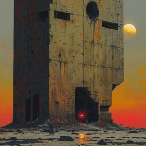 sundown  mars  building  redlight  brutalist  Moebius  sci-fi  landscape  ruins  artwork 1079870