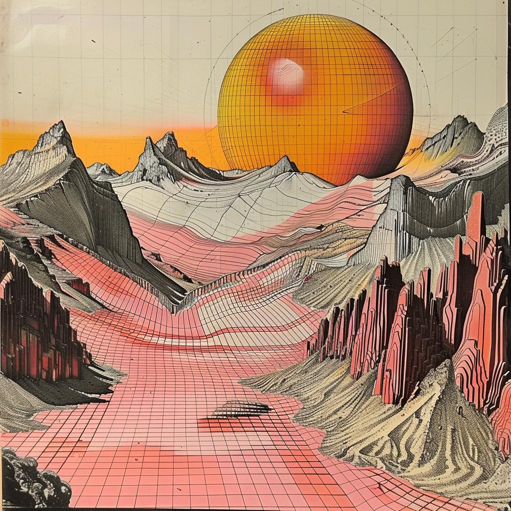 mountain  sun  drawing  desert  orange  landscape  nature  artistic  colorful  vibrant 1035711