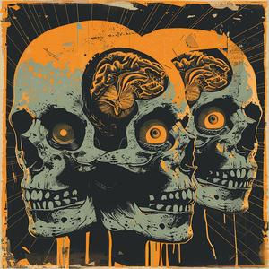 surreal  album  cover  skulls  brain  symbolist  hyper-realistic  screenprinting  creative  Francesco 1063744