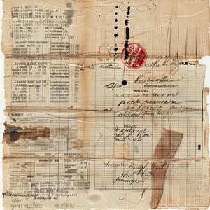 hand-written  vintage  receipt  black  ink  red  stamp  damaged  paper  authenticity 1075125