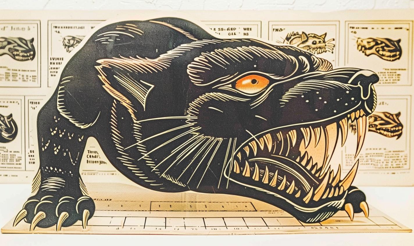mythical  panther  creature  profile  snarling  black  Todd  McFarlane  art  illustration 934098