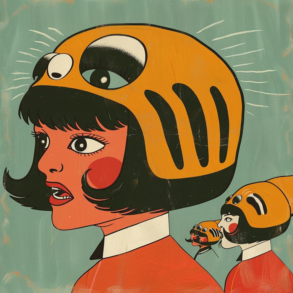 surreal  album  cover  cartoon  girl  bee  helmet  cat  creative  Joan 978111