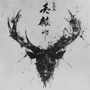 minimalist  risography  dark  deer  painting  black  white  symbols  words  art 1062486