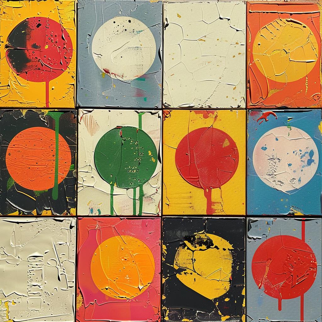 circle  colorful  dots  encaustic  impasto  abstract  art  paint  palette-knife  design 1015937