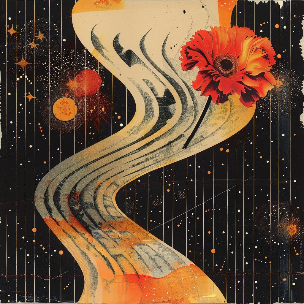 flower  spiral  orange  collage  abstract  vibrant  organic  artistic  whimsical  nature 939889