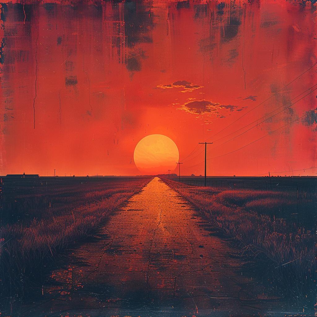 Ed  Ruscha  provoking  natural  colors  grain  lighting  horror  sunset  road 1027297