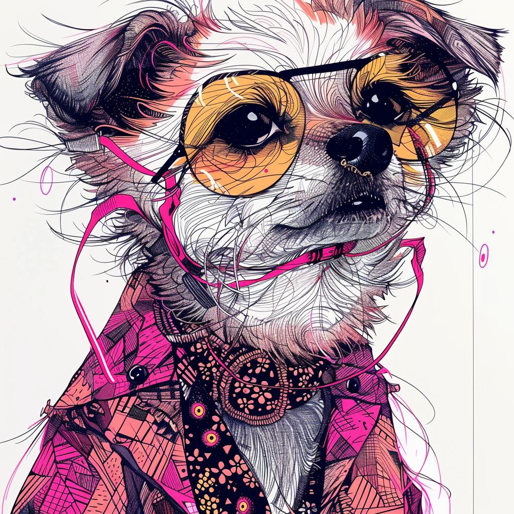 dog  pomeranian  sunglasses  jacket  cool  drawing  canine  fashion  humorous  stylized 953396