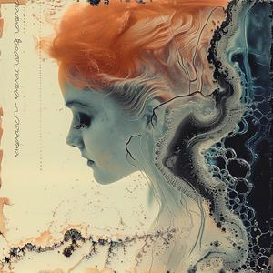 woman  orange  hair  chemigram  abstract  black  white  background  stylized  portrait 1060879