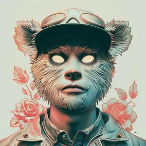 man  bear  glasses  surreal  symbolist  risograph  hyper-realistic  screenprinting  creative  art 1077477
